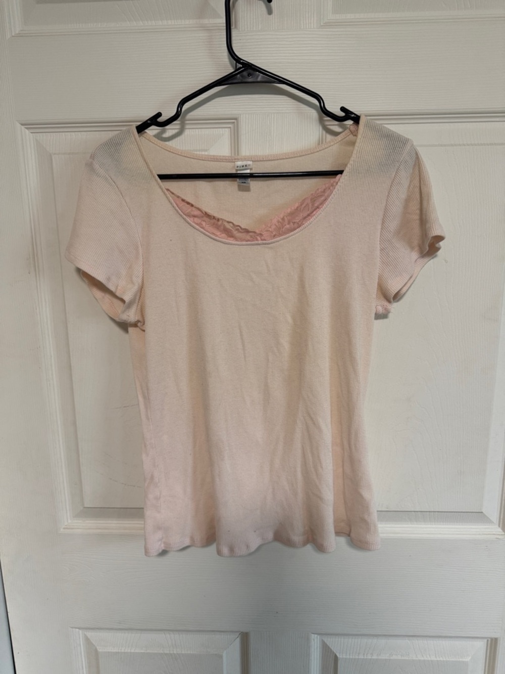 PINK Victoria's Secret Pale Pink Scoop Neck Short Sleeve Top
